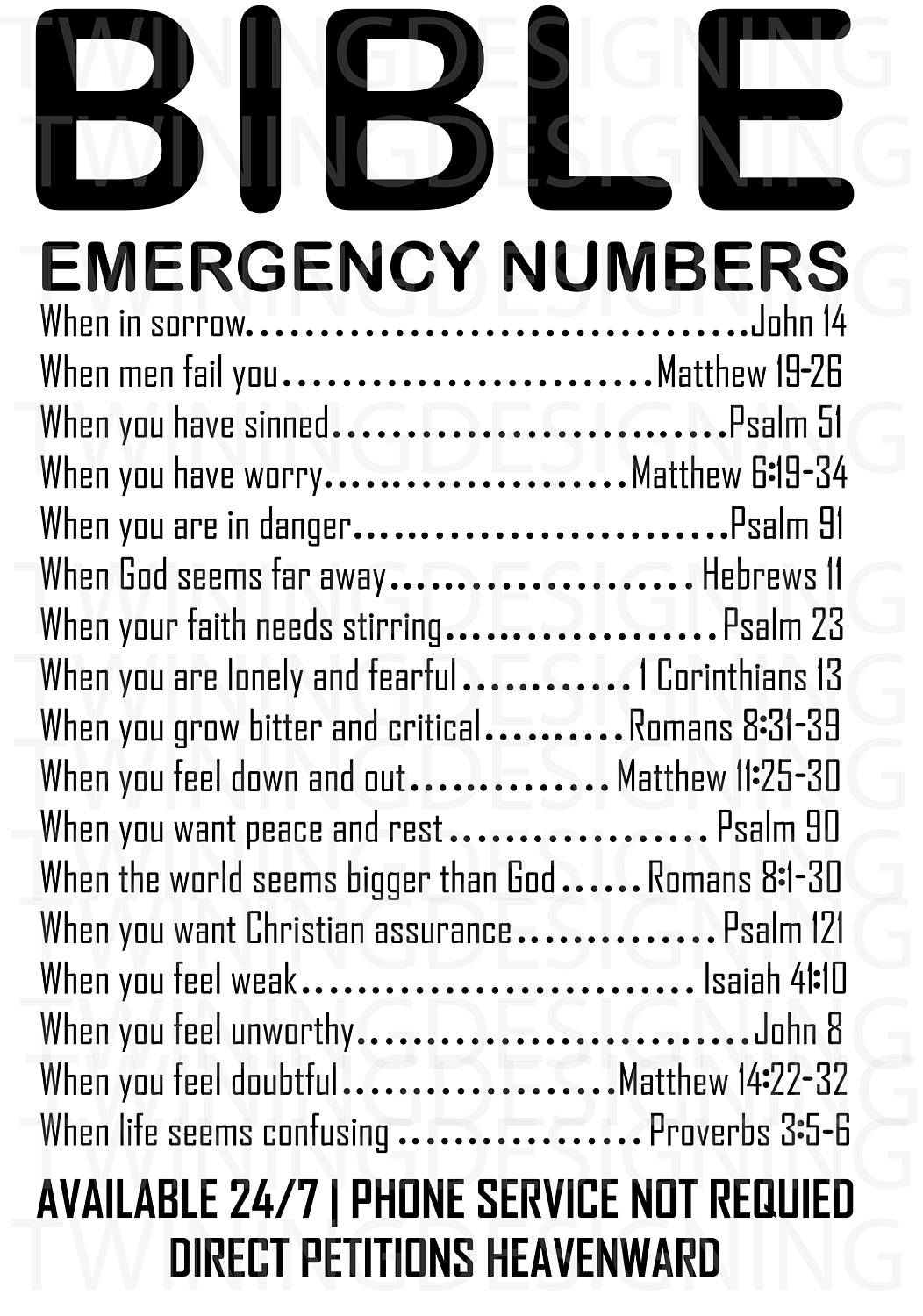 Bible Emergency Numbers SVG PNG DXF File From 