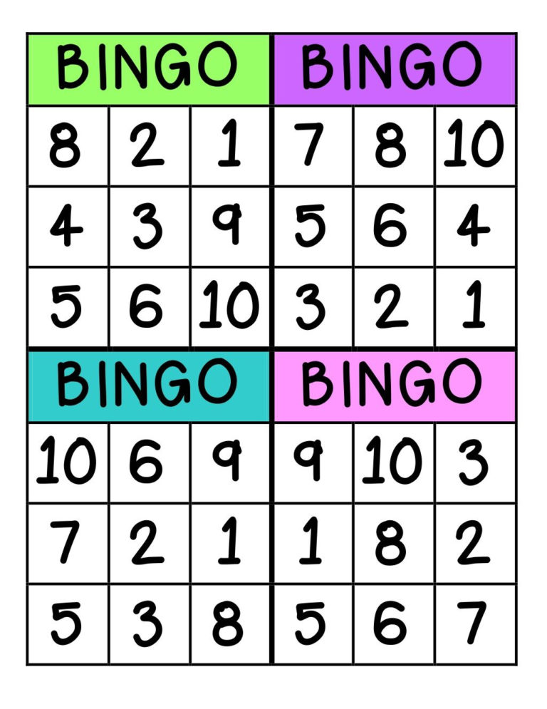 Bingo Numbers 1 10 Bingo Educativo De Alfabetiza o