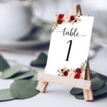 Burgundy Table Numbers 1 50 Printable Table Number 4x6