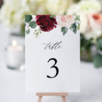 Burgundy Wedding Table Numbers Printable Table Numbers
