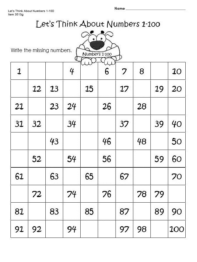 Chart Of Numbers 1 100 Kindergarten Coloring Sheets