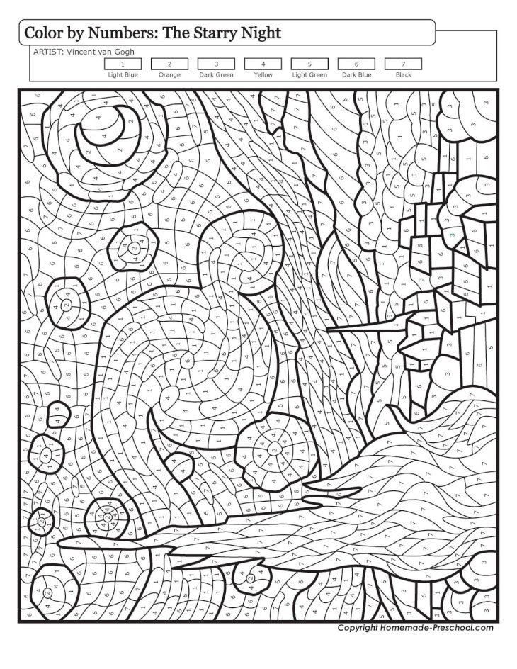 Color By Numbers The Starry Night Homemade Title Color By Numbers The Starry Night Homemade Title
