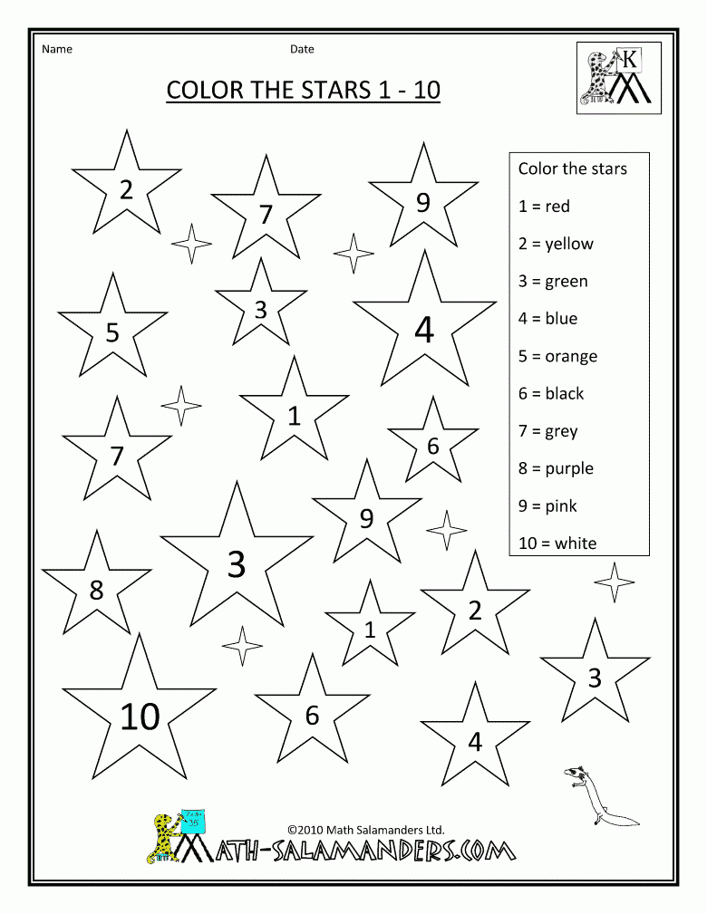 Coloring Pages Math Worksheets Color In 1 10 Color 