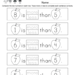 Comparing Numbers Worksheet Free Kindergarten Math