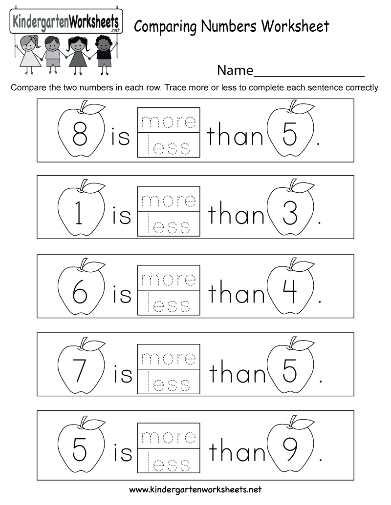 Comparing Numbers Worksheet Free Kindergarten Math 