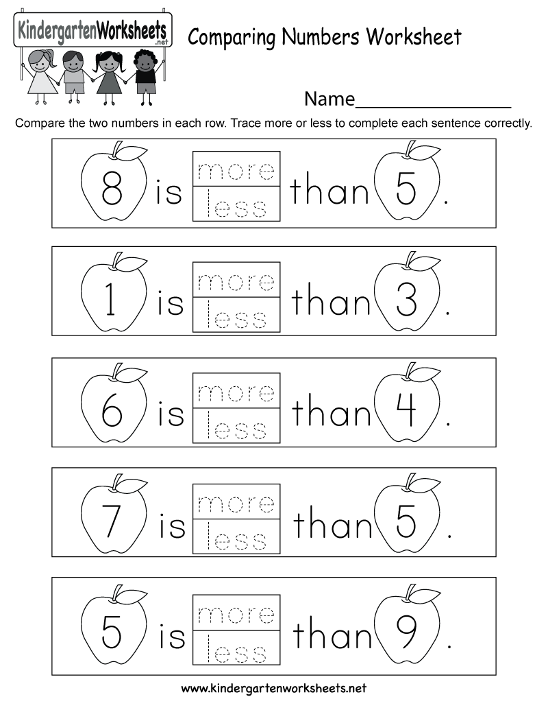 Comparing Numbers Worksheet Free Kindergarten Math Comparing Numbers Worksheet Free Kindergarten Math