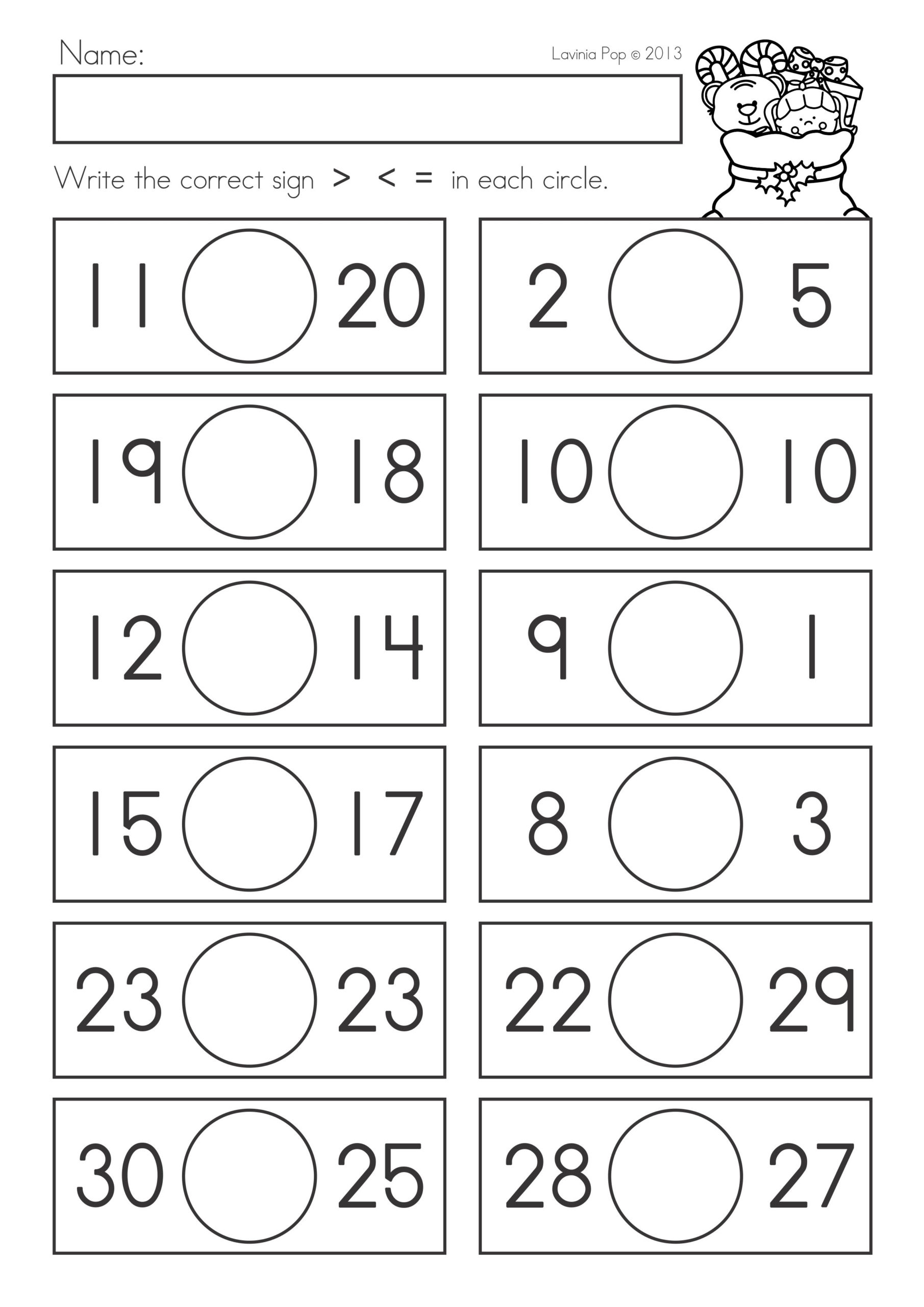 Comparing Numbers Worksheets To Print Comparing Numbers 