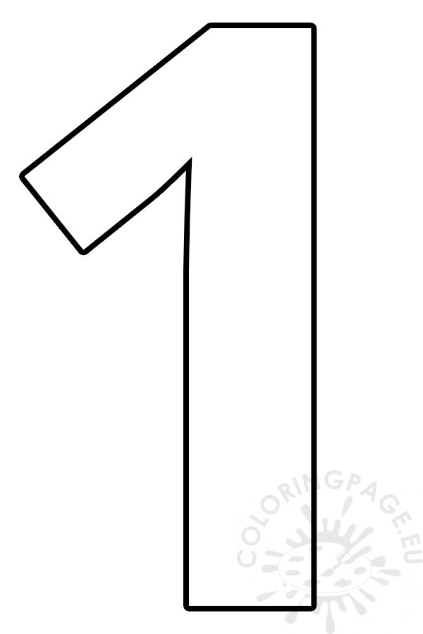 Cut Out Number 1 Coloring Page