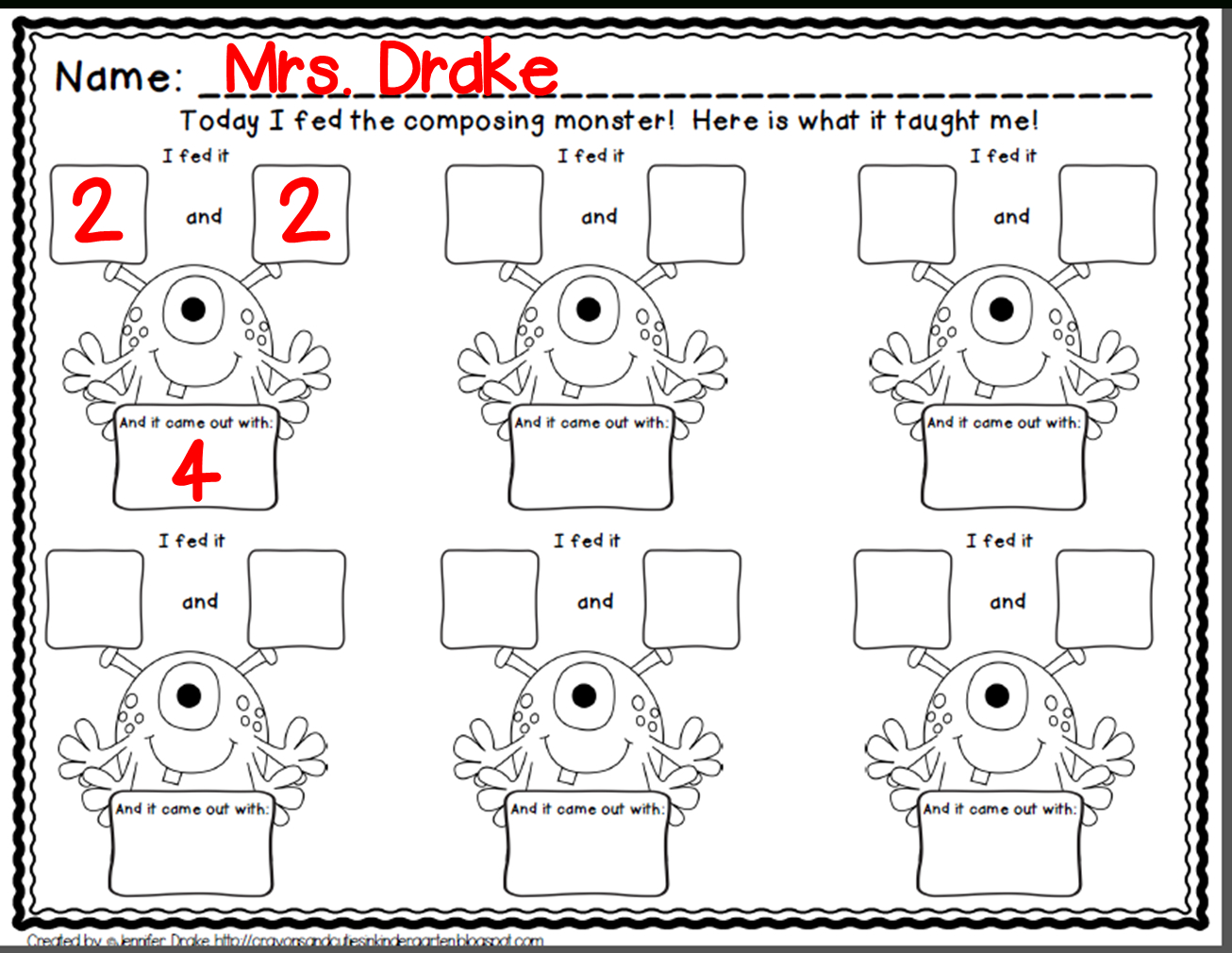 Decomposing Numbers Kindergarten Worksheets 