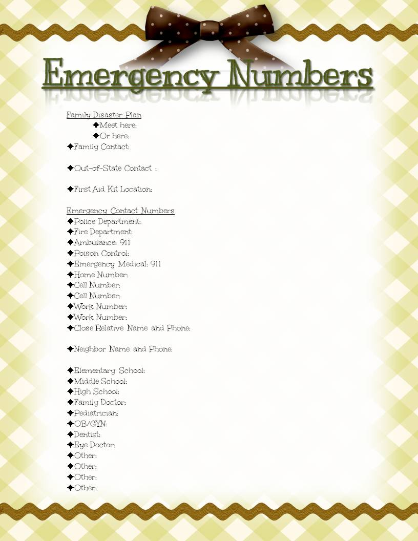 Digital Scrapbooking Made Easy Emergency Numbers