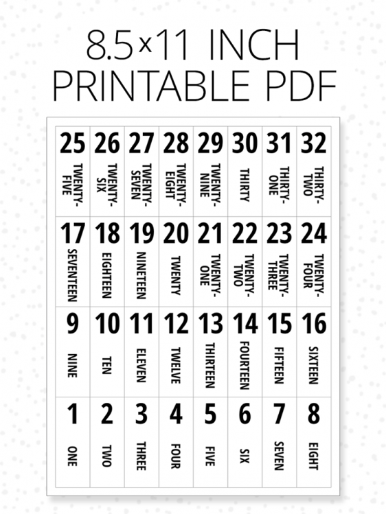 Draw Numbers From A Hat 8 5 11 Printable Numbers 1 32