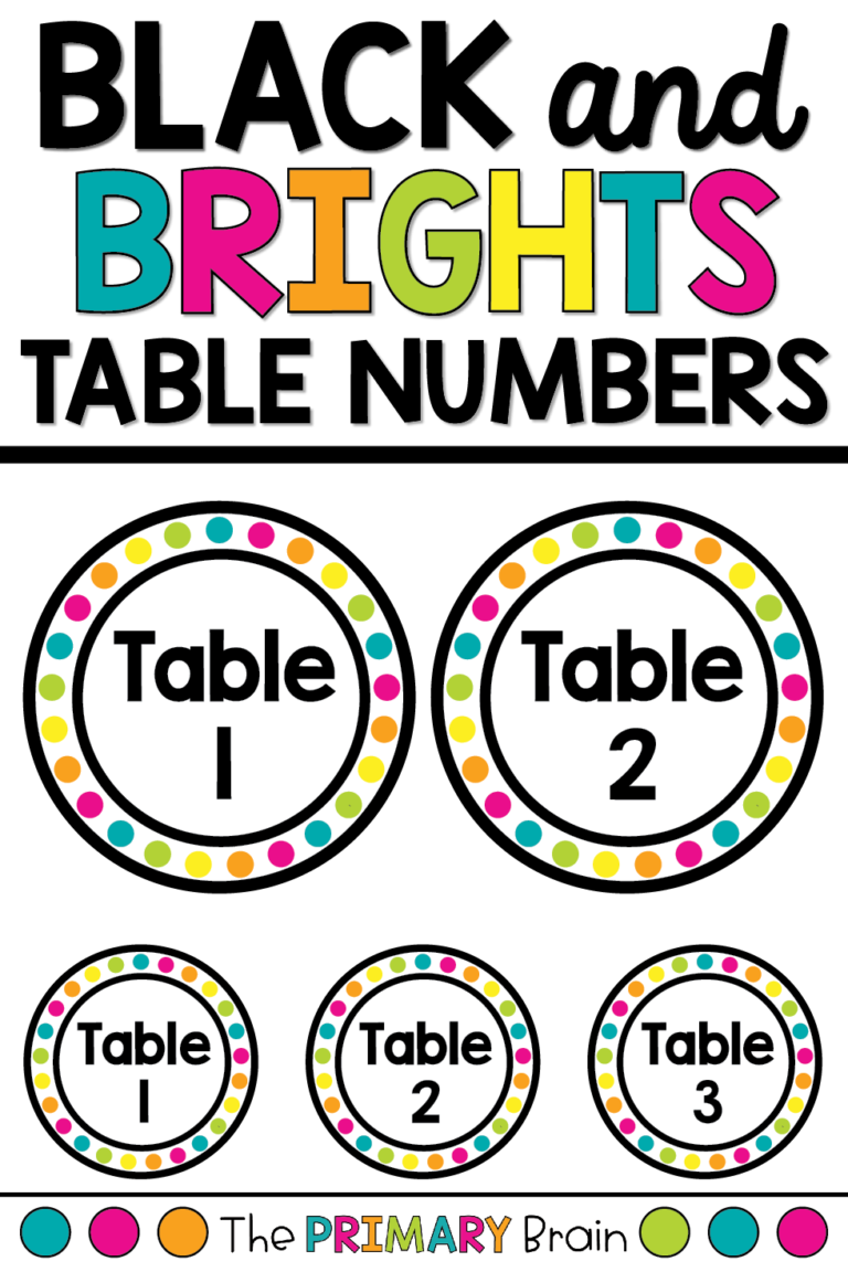 EDITABLE Table Numbers Black And Brights Classroom Decor