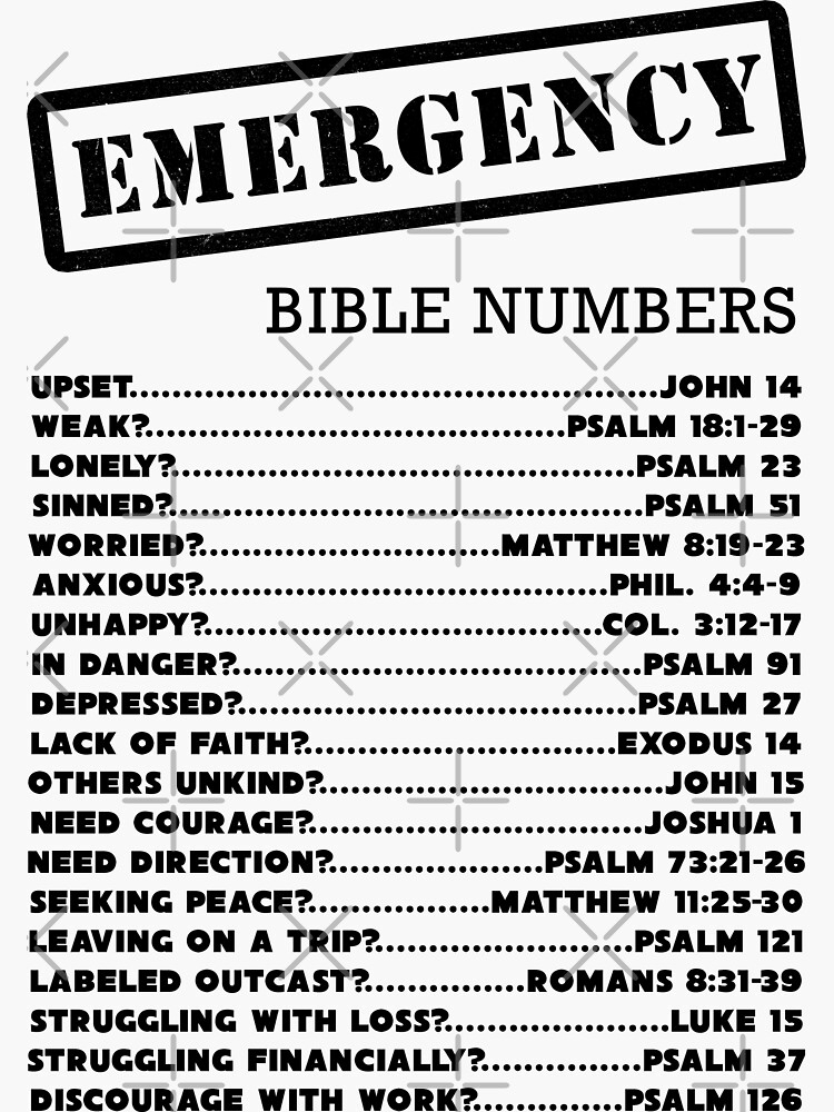 Emergency Bible Numbers Sticker By JenielsonDesign Emergency Bible Numbers Sticker By JenielsonDesign