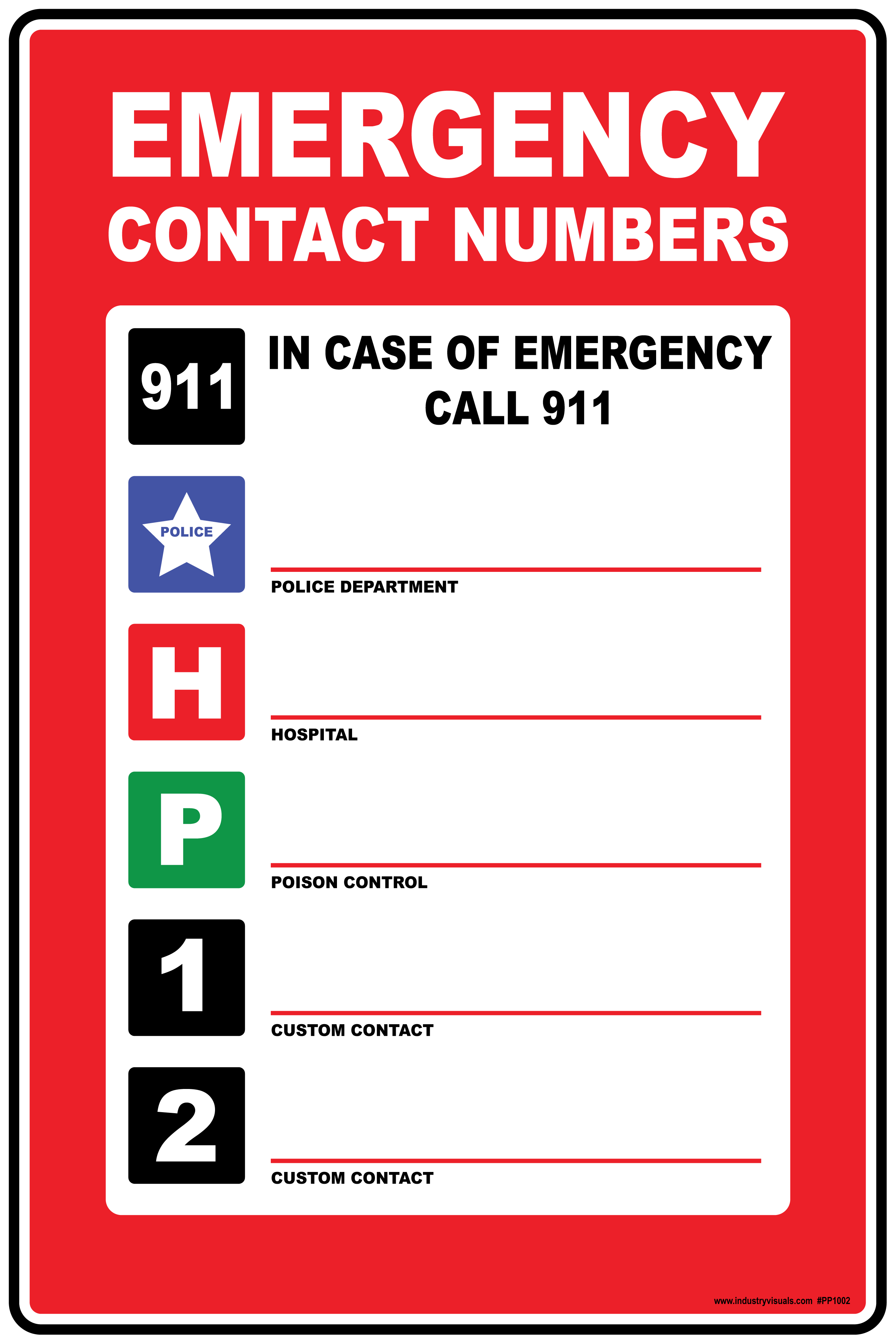 Emergency Phone Number Poster Industry Visuals
