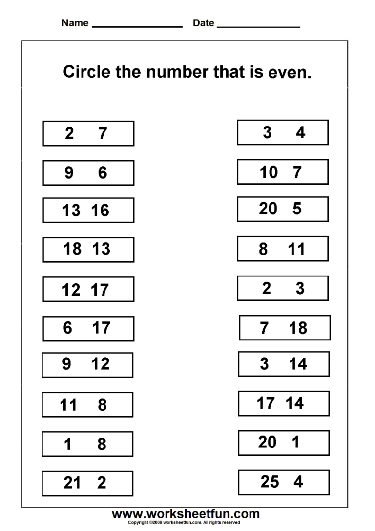 Even Odd Numbers 2 Worksheets Comparing Numbers