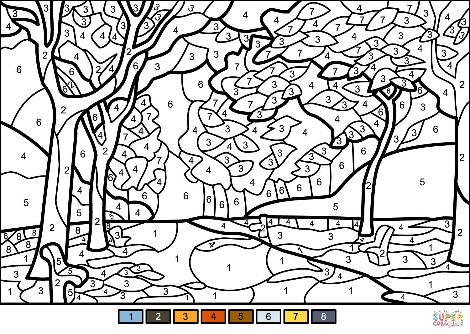 Fall Trees Color By Number Free Printable Coloring Pages Fall Trees Color By Number Free Printable Coloring Pages