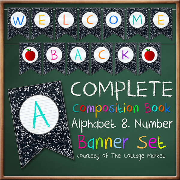 Free Back To School Banner Bunting Full Alphabet Number 