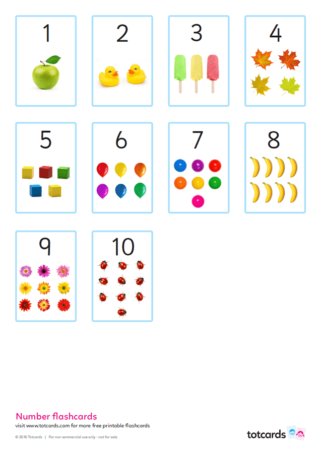 Free Number Flashcards For Kids Totcards