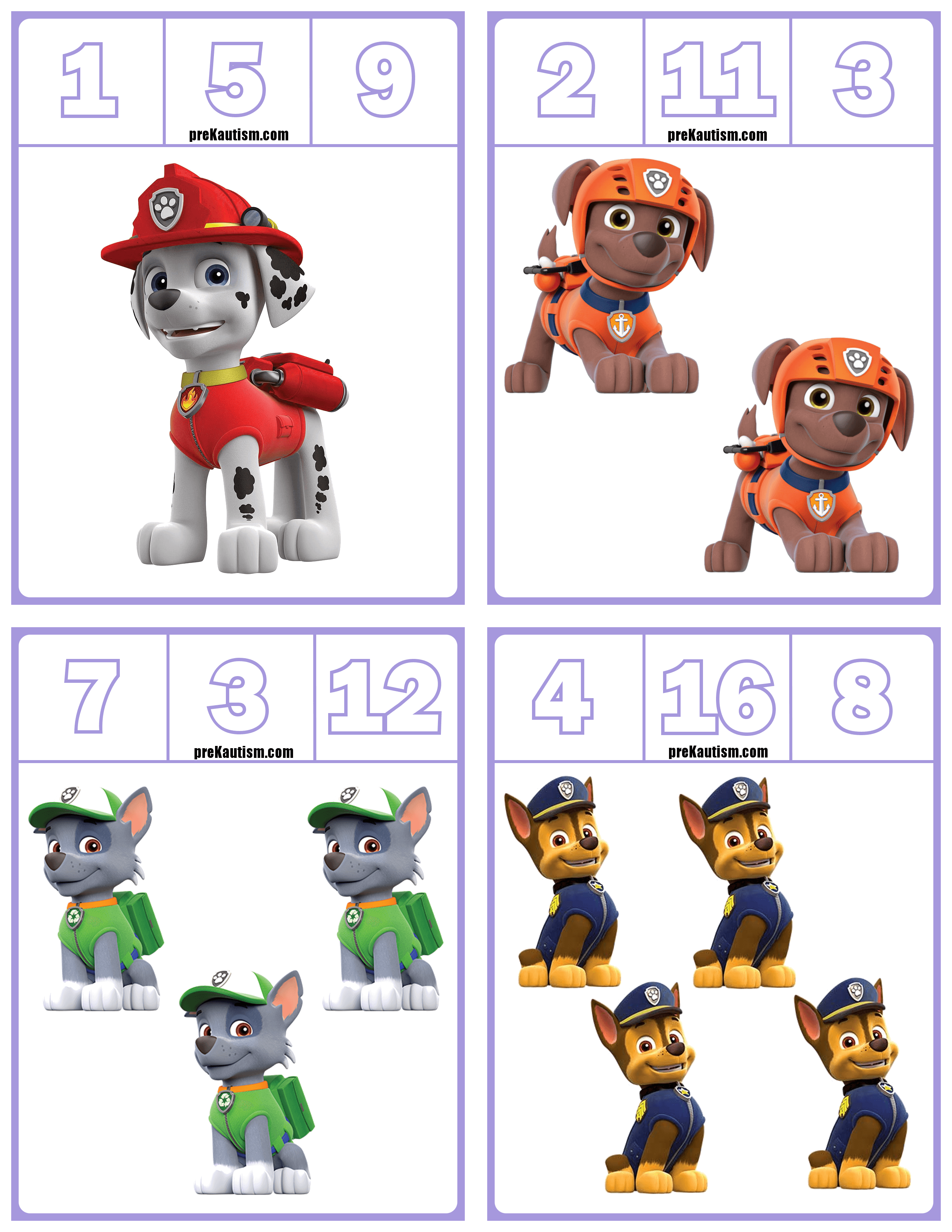 FREE Paw Patrol Number Clip Cards Numbers 1 20 Numbers 