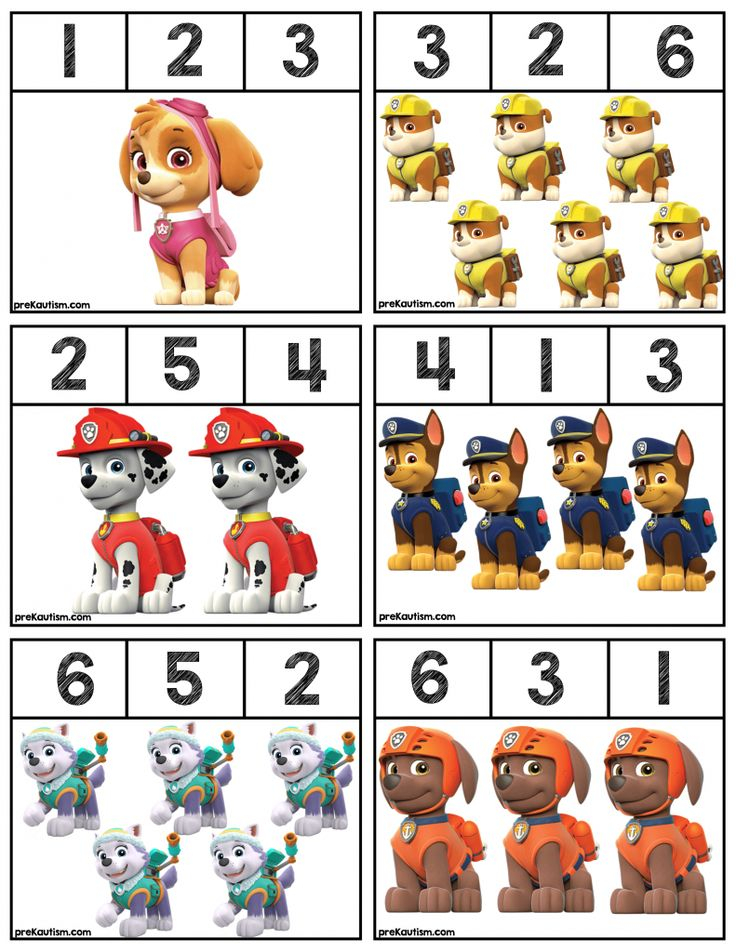 FREE Paw Patrol Number Clip Cards Numbers Preschool 