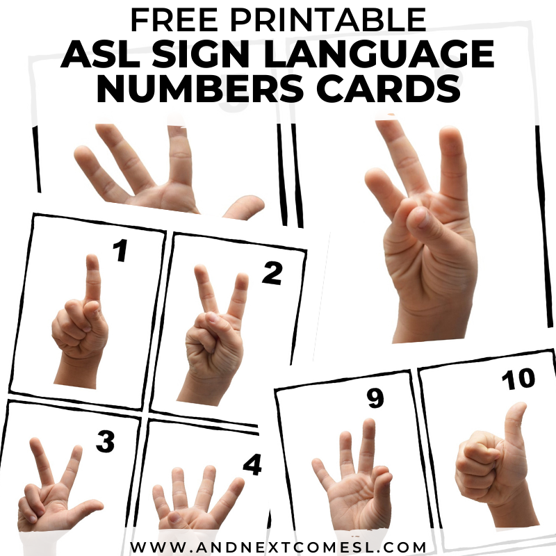 Free Printable ASL Sign Language Number Cards Poster 