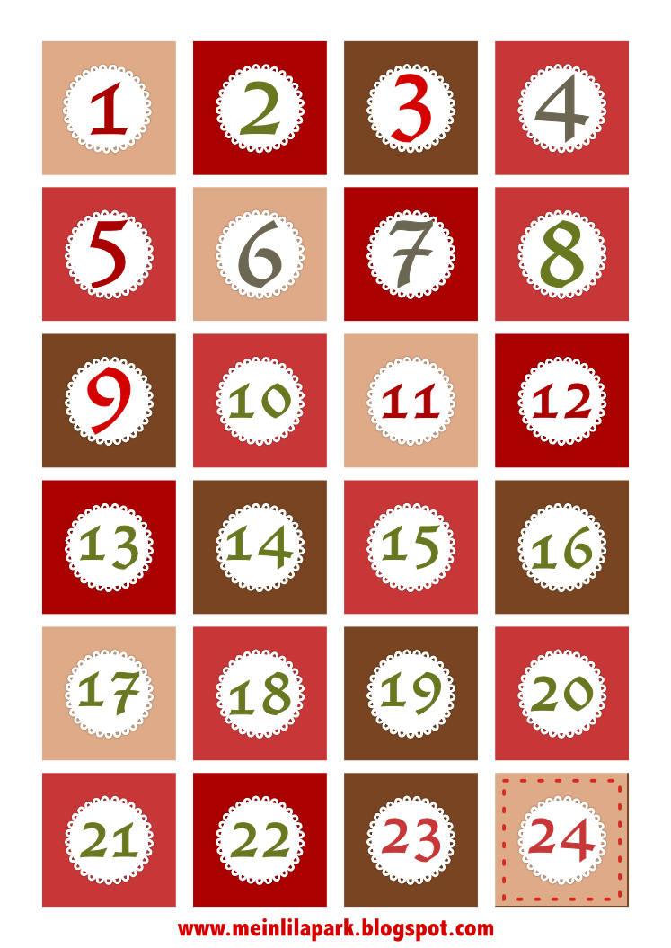 Free Printable Christmas Advent Calendar Numbers And 