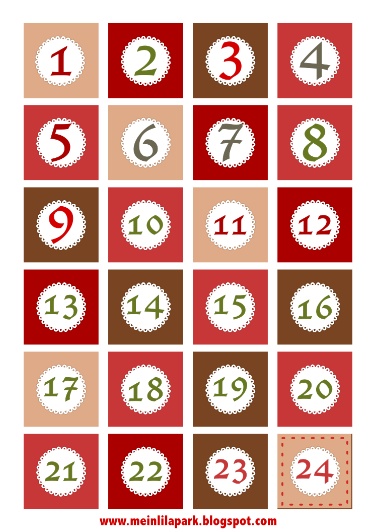 Free Printable Christmas Advent Calendar Numbers And