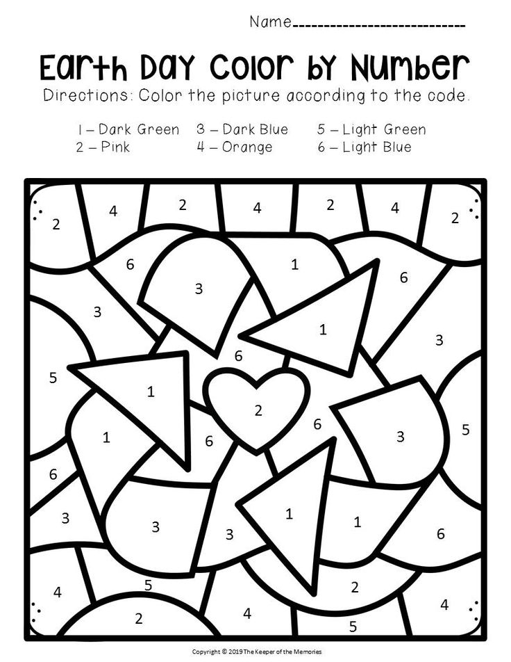 Free Printable Color By Number Earth Day Preschool 