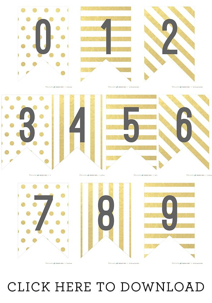 Free Printable Gold Foil Banner Numbers Gold Banner