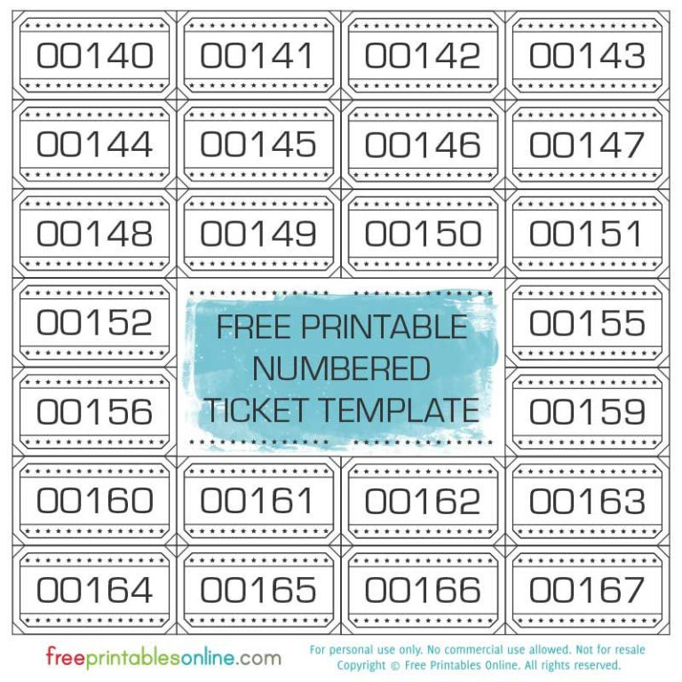 Free Printable Numbered Ticket Template Free Printables