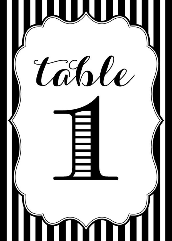 Free Printable Striped Wedding Table Numbers For Your Big