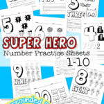 Free Printable Super Hero Number Practice Sheets 1 10