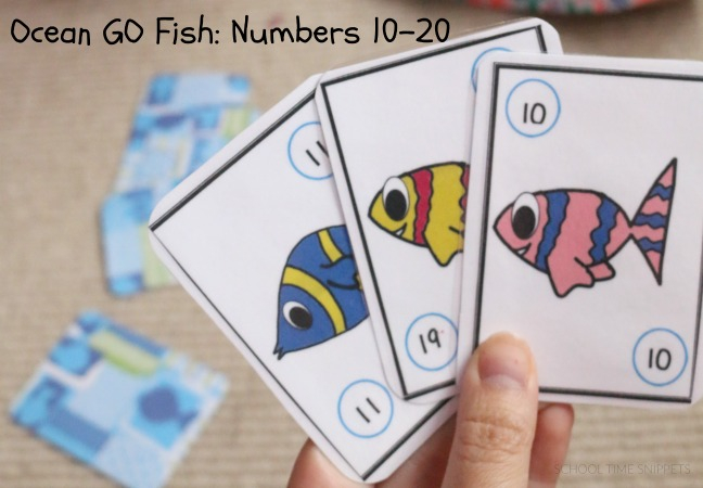 Go Fish NUMBERS Printable Card Game School Time Snippets