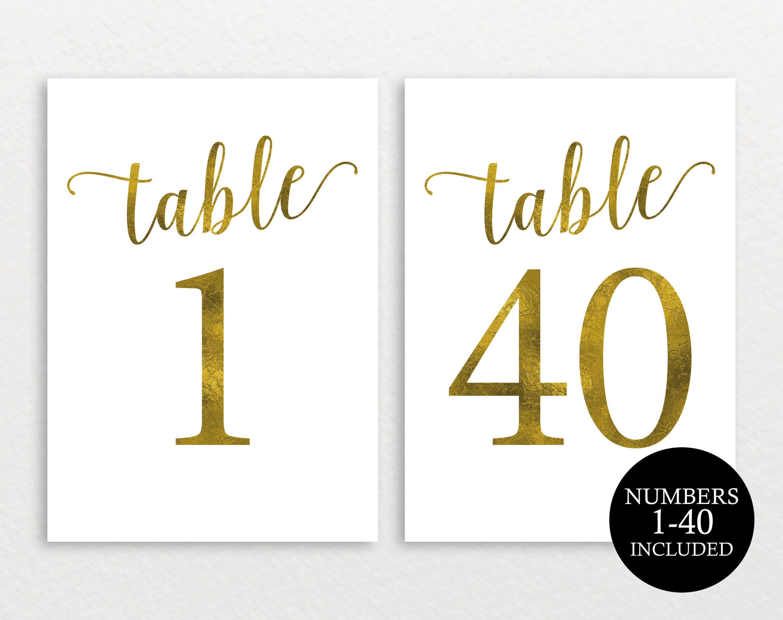 Gold Table Number Template Table Numbers Wedding Table 