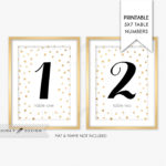 Gold Table Numbers 1 10 Printable Black Wedding Bridal