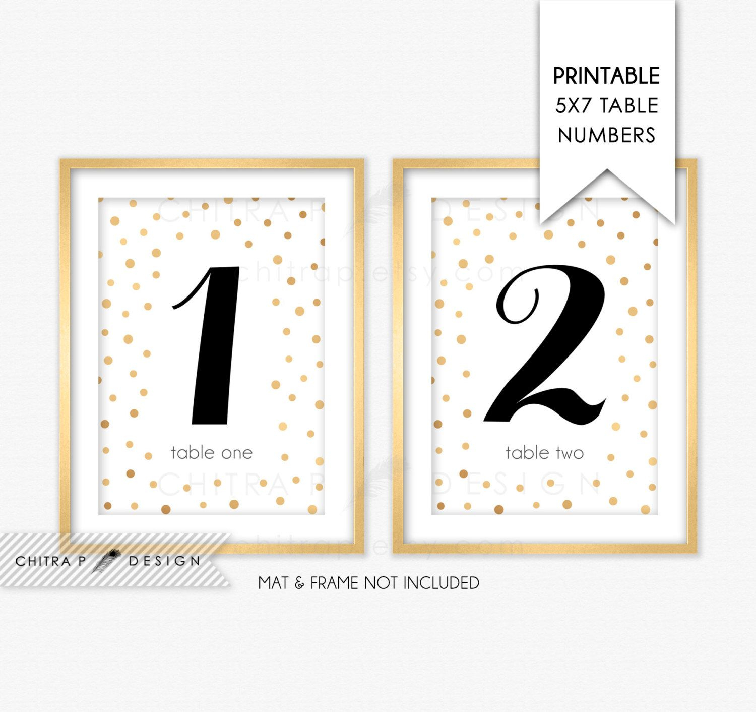 Gold Table Numbers 1 10 Printable Black Wedding Bridal 