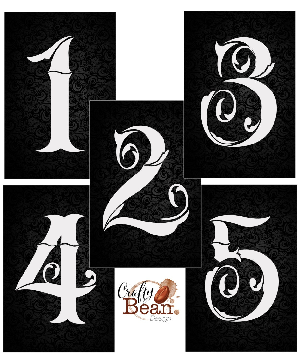 Gothic Halloween Wedding Table Numbers 1 10 DIY Instant