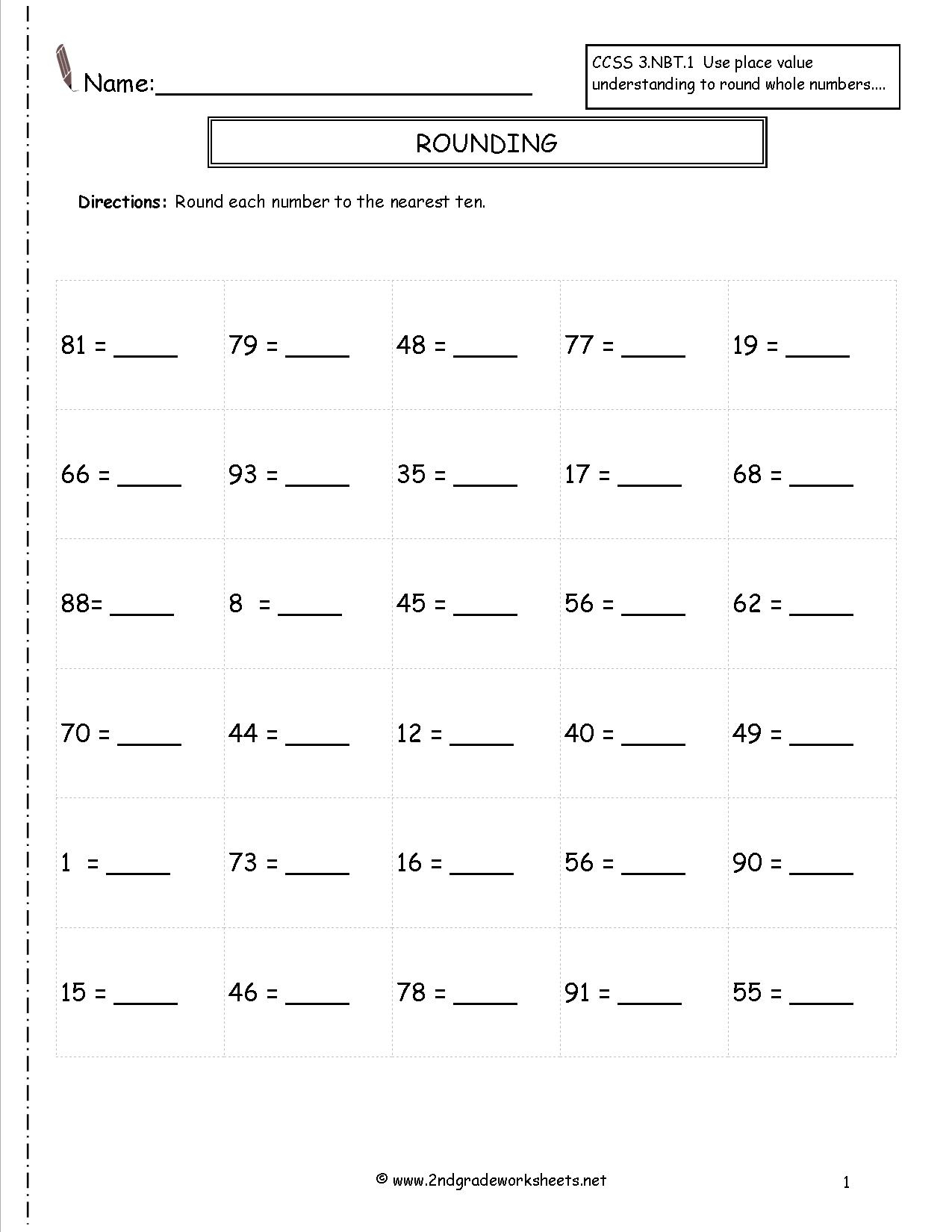 Grade 3 Rounding Numbers Worksheets NumbersWorksheet Grade 3 Rounding Numbers Worksheets NumbersWorksheet