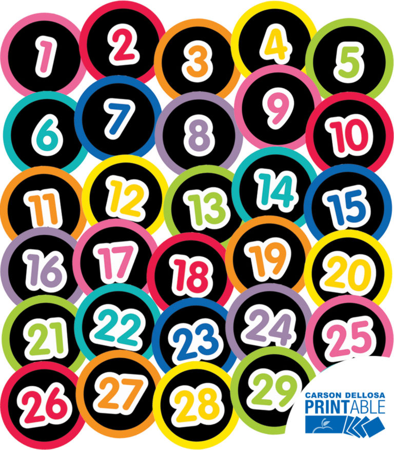 Just Teach Number Circles 1 30 Black Printable Bulletin