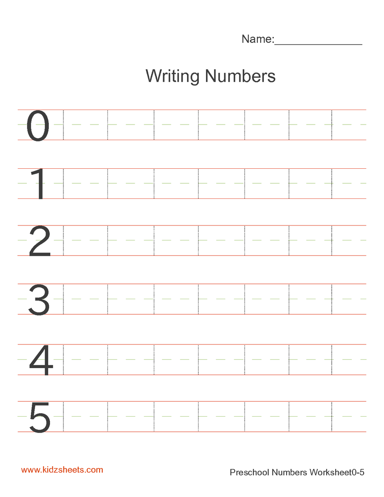 Kidz Worksheets Preschool Writing Numbers Worksheet1 
