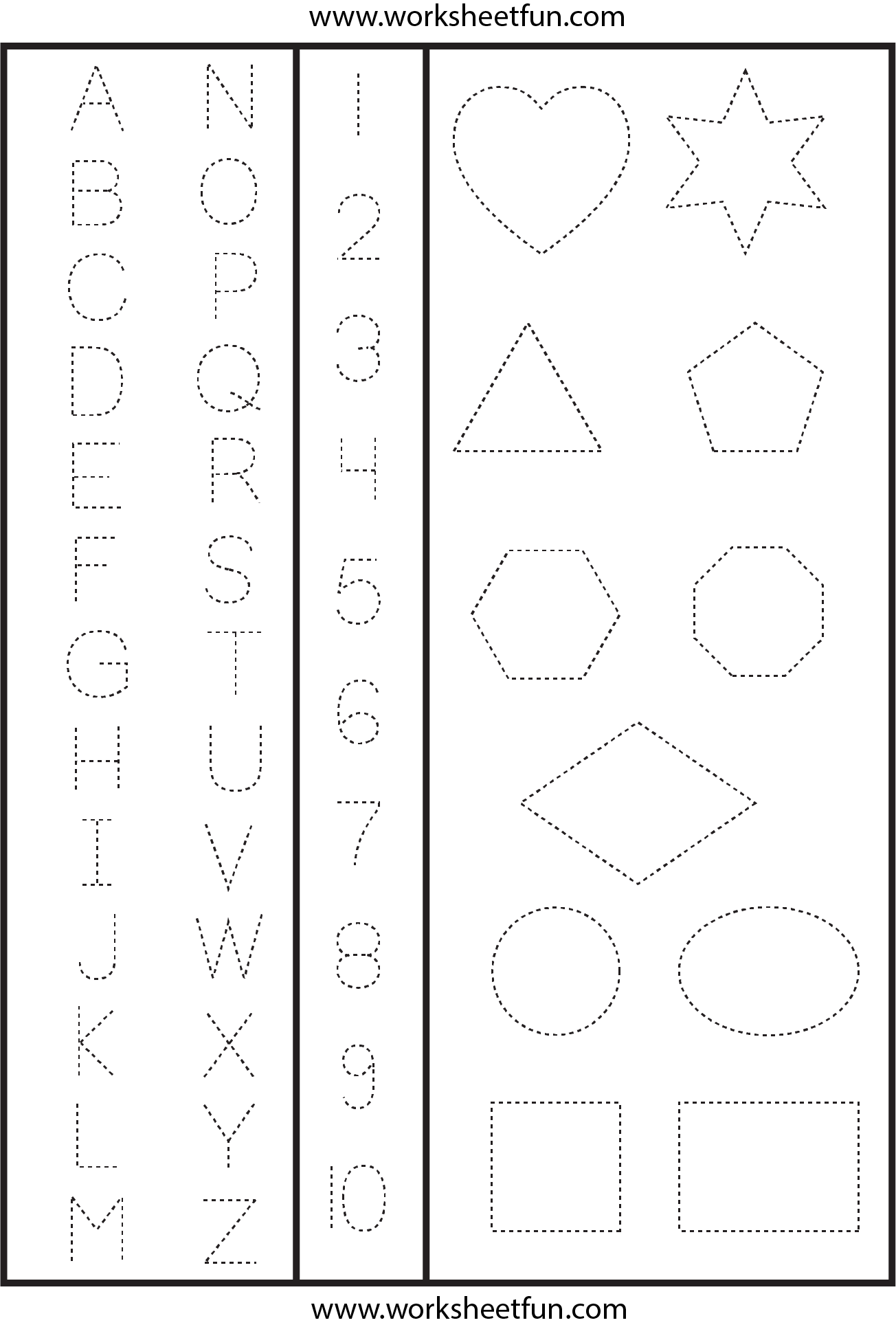 Letters Numbers And Shapes Tracing Worksheet Shape Letters Numbers And Shapes Tracing Worksheet Shape