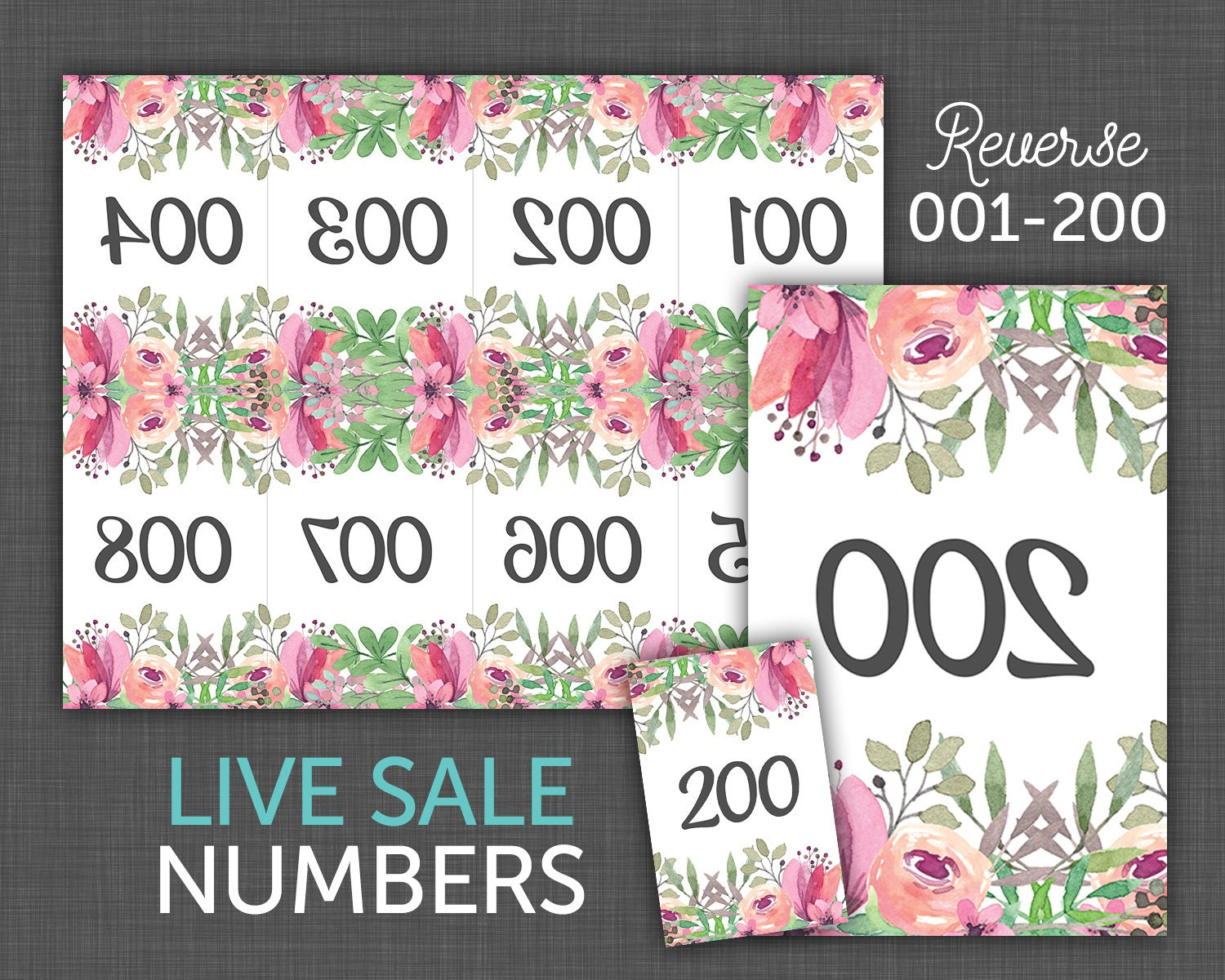 Live Sale Numbers Facebook Live Number Cards Reverse