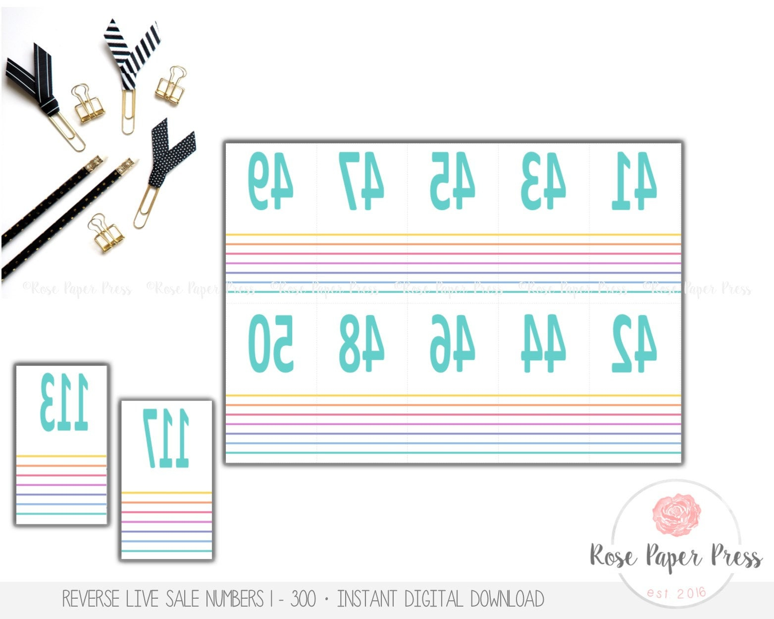 Live Sale Numbers Stripes Printable Digital Download