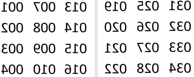 Mirror Image Reverse Backwards Numbers 1 180 By