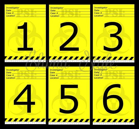 Murder Mystery Table Numbers 1 20 Black Yellow Caution