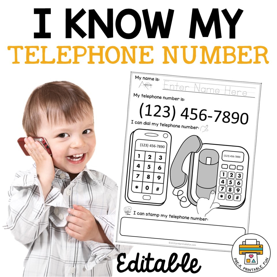 My Telephone Number Pre K Printable Fun