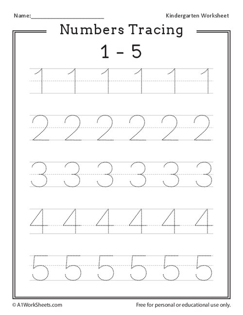 Number 1 5 Tracing Worksheets For Pre k And Kindergarten