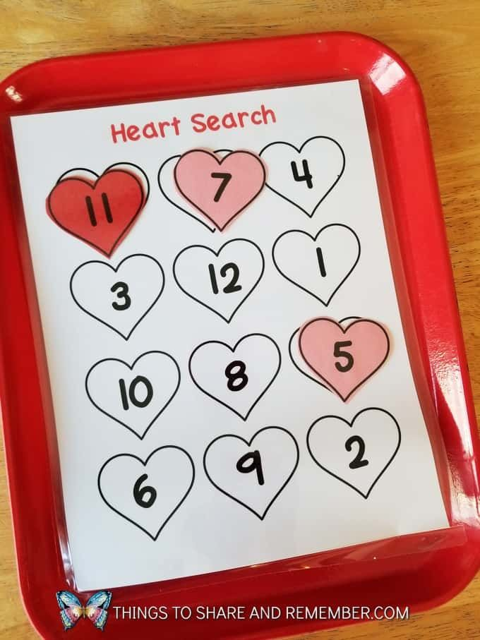 Number Heart Search And Printable Preschool Valentines