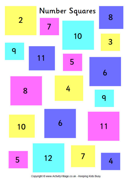 Number Squares Printable Maths Game For Kids Number Squares Printable Maths Game For Kids