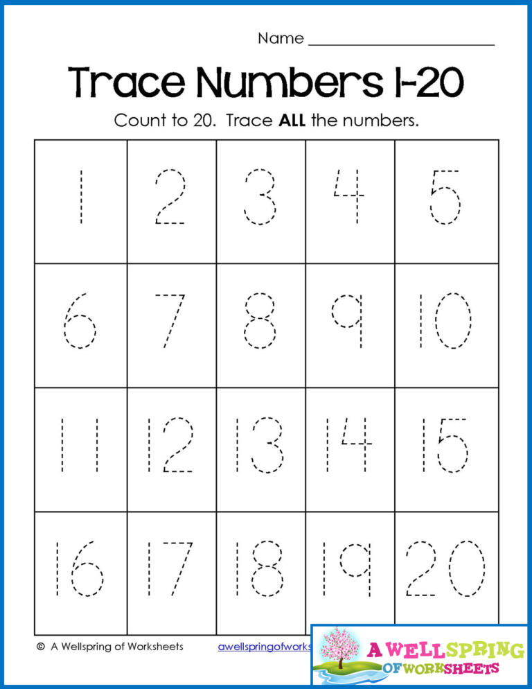 Number Tracing Worksheets 1 To 20 NumbersWorksheet